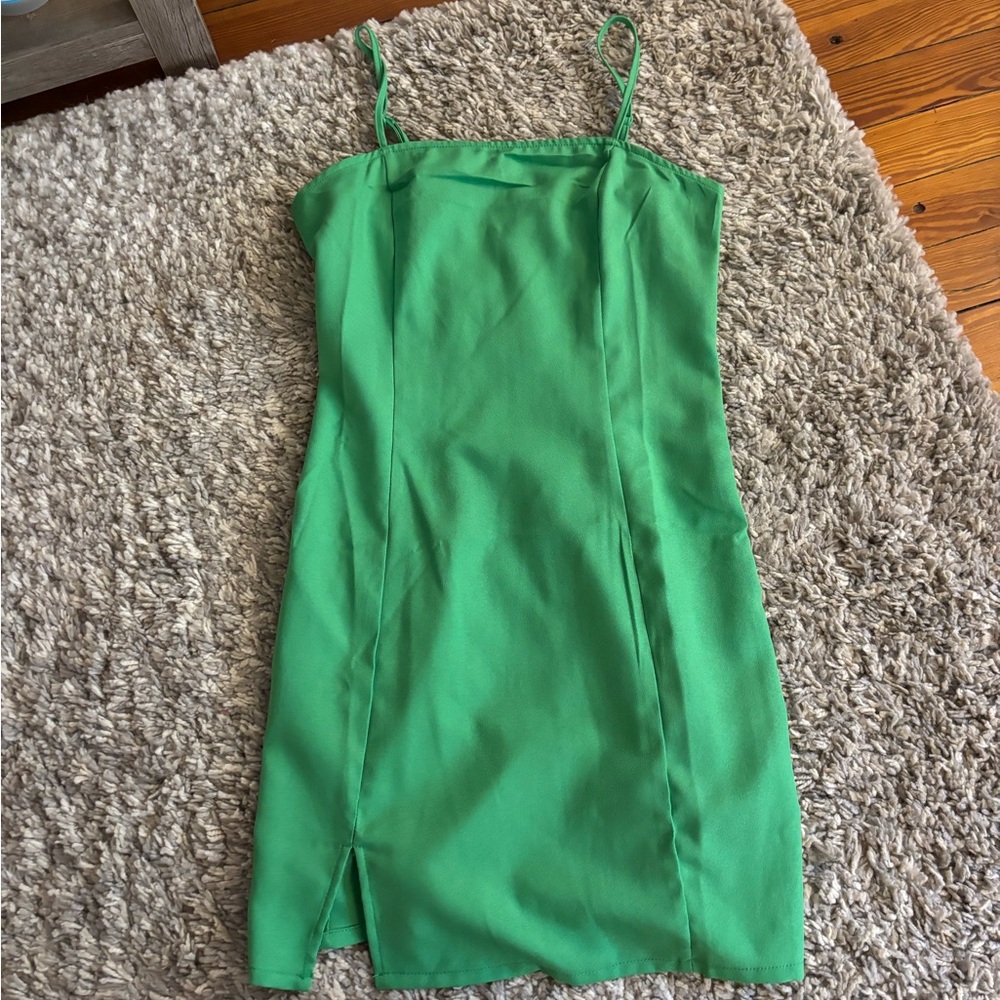 SHEIN Green Sheath Mini Dress with Slit